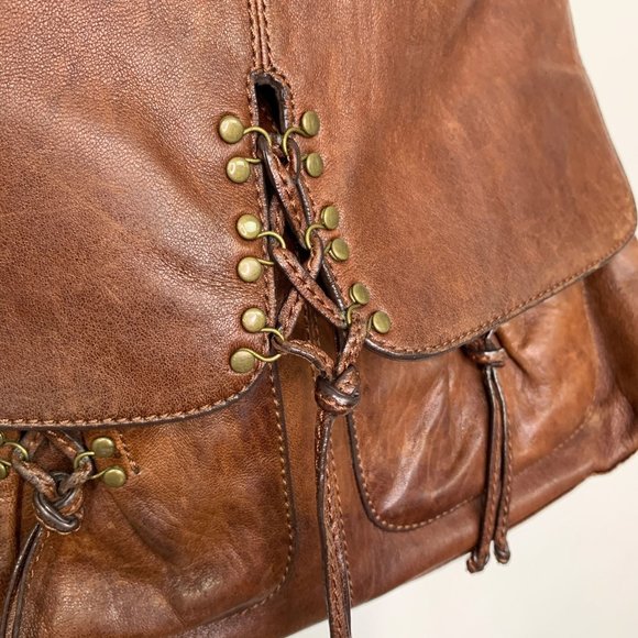 KOOBA ANNIE Brown Leather Lace Corset Messenger Bag OS - Picture 3 of 15